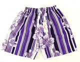 Badehose Badeshorts S / M Lotus Shorts geblümt gestreift Lila Weiß Freizeit