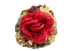 CASA - POADOR WEIHNACHTSGESTECKE Tischschmuck Rote Rose künstliche Tanne