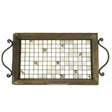 SERVIERTABLETT HOLZTABLETT 30 x 19 cm Tablett Serviertablett Dekoration Mosaiksteine Holz Tablett