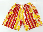Badehose Shorts M / L Lotus Shorts geblümt gestreift Gelb Rot Weiß Freizeit