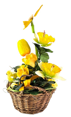 Casa-Poador Gesteck im Korb Osterglocken Küken Kunstblumen Frühling Deko