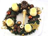 Adventskranz Creme Braun künstliche Tanne 45 cm Rustic Kerzen Kugeln Sterne 8054