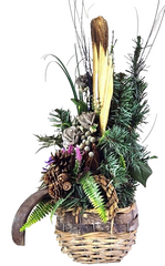 Casa-Poador Grabschmuck Grabgesteck Blau Weiß Wachsrose Kunstblumen Friedhof