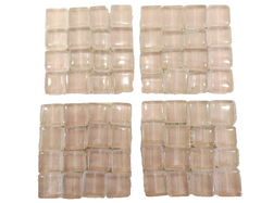 GLASMOSAIK Bordüre hell Lachs Klarglas Borde 4 Quadrate 50 x 50 mm x 5 mm