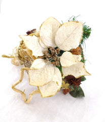 Weichnachtsstrauß Creme Weihnachtsstern künstliche Accessoires Sterne Kugeln