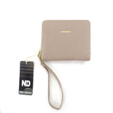 GELDBÖRSE PORTMONAIE Wallet Taupe Etui New Design Querformat Trageschlaufe