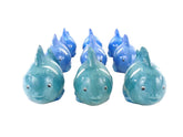FISCHE BLAU 9 Stück Keramik bauchig Ton 8 cm Tierfigur Dekoration Maritime