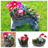 Grabschmuck Gesteck künstliche Blumen Tropfen Rosa Blau Exoten Zapfen Friedhof