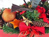 CASA - POADOR WEIHNACHTSGESTECK ellipse rote Weihnachtssterne künstlich Dekoration