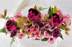 Casa-Poador Gesteck Kunstblumen Tulpen Lagurus Glas künstlich Geschenk Deko