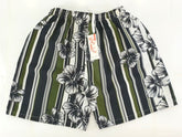Shorts Badehose M/L Bermudas Lotus geblümt gestreift Schwarz Grün Weiß