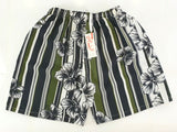 Shorts Badehose M/L Bermudas Lotus geblümt gestreift Schwarz Grün Weiß