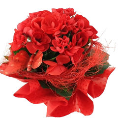 Begonie 20 cm rot im Topf Kunstpflanzen künstliche Pflanze Kunstblumen Geschenk