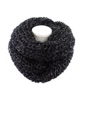 SCHAL RUNDSCHAL Schwarz Loop Wickelschal silberfarbige Fäden gestrickt dick Top