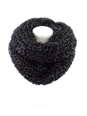 Schal Rundschal Schwarz Loop Wickelschal silberfarbige Fäden gestrickt dick Top