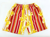 Shorts Badehose L / XL Lotus Shorts geblümt gestreift Gelb Rot Weiß Freizeit