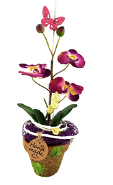 Orchidee Gesteck Kunstblume Pflanze Rosa Pink Blume Deko 30 cm H