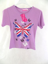 Mädchen T-Shirt Lila Größe 10 Kinder kurzarm Shirt Schmetterling