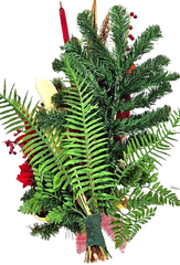 Casa-Poador Grabgesteck Strauß Rot Natur Naturmaterial Exoten Rose Herz Friedhof