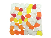 F0107 Napoli Polygonal matt Bordüre 100 x 100 mm gelb, Orange, Rot, Milchig