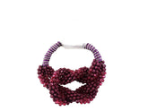 FASHION JEWELRY ARMBAND Bordeaux Modeschmuck Magnetverschluss Perlen Knoten