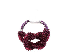 FASHION JEWELRY ARMBAND Bordeaux Modeschmuck Magnetverschluss Perlen Knoten