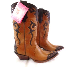 Westernstiefel 36 Natura Cafe Cowboystiefel Leder spitz Applikationen Rudel