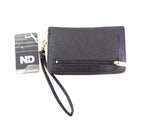 GELDBÖRSE PORTMONAIE Wallet Schwarz Etui New Design Querformat Fee Anhänger