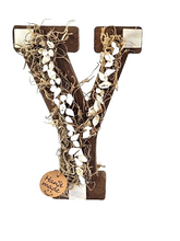 Buchstabe Holzbuchstabe Y mit Muschedeko Tillandsienmoos Dekoration Vintage