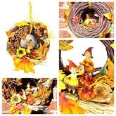 CASA - POADOR KRANZ 30 cm künstlich wie echt Herbstbätter Sonnenblume Orange 30 cm