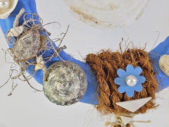 Casa-Poador kleiner Türkranz Wand Kranz Blau Weiß Natur Muscheln 30 D