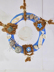 Casa-Poador kleiner Türkranz Wand Kranz Blau Weiß Natur Muscheln 30 D