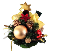 Weihnachtsstrauß Amaryllis creme rot künstlich Lichterkette Sterne Kugeln 8056