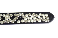 Gürtel Schwarz 85 cm runde silberfarbene Nieten Dornschließe matt Damen