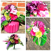 Strauß künstlich Bourdaux Pink Kunstblumen Holzigel Palm Speer 30 cm H Geschenk