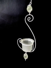 Teelichthalter Weiß Tannenbaum Ornamentik Metall Milchglas 82 L Fensterhänger