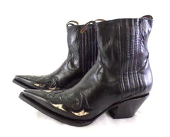 Westernstiefel 37 Schwarz Short Natural Negro Applikationen Leder spitz Riporto