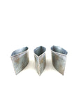 3 Metallgefäße Schiffchen Ellipsenform 30 x 8 x 6,5 blau grau Blumengefäß