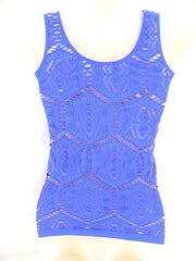 Top Trägertop Netztop Netzshirt M / L Stretch in Blau B & X Figurbetont