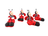 Marienkäfer Set 4 Stück 2 Jungen 2 Mädchen sitzend Keramik Ton Rot Schwarz 5 cm