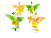 SCHMETTERLING ELFEN FIGUREN Set 4 Stück sitzend Keramik Ton Gelb Grün 8 cm DIY