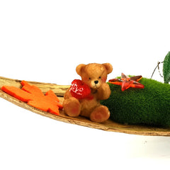 Casa-Poador Grabschmuck Grabgesteck Boat Exoten Naturmini Bärchenfigur LOVE Friedhof Gedenken