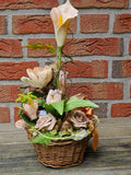 CASA - POADOR GESTECK im Korb mit Calla Tulpen Lachs Beige Tischdekoration