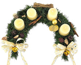 CASA-POADOR ADVENTSKRANZ künstliche Tanne 35 Ø halbrund Creme Gold Natur Advent Geschenk