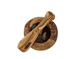 OLIVENHOLZ MÖRSER & STÖßEL Set Mörser mit Stößel ca. 12 cm rustikal