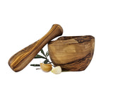 OLIVENHOLZ MÖRSER & STÖßEL Set Mörser mit Stößel ca. 12 cm rustikal