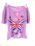 MÄDCHDCHEN T-SHIRT LILA Größe 8 Kinder kurzarm Shirt Schmetterling