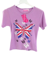 MÄDCHEN T-SHIRT LILA Größe 10 Kinder kurzarm Shirt Schmetterling
