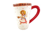 WEIHNACHTSTASSE BECHER groß mit Henkel Creme Mädchen Sternchen 13,5 cm Hoch