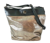 DAMENTASCHE LOUBS BRONZE Doreen Metallic Beach Schulterriemen Tasche Shopper